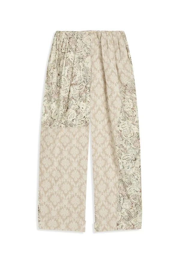 PAISLEY FULL GATHER PANTS, BEIGE