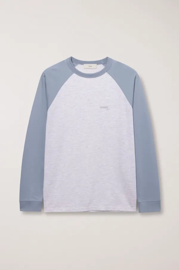 UNISEX RAGLAN T-SHIRT SKY BLUE LIGHT MELANGE GREY_UDTS6A116B1
