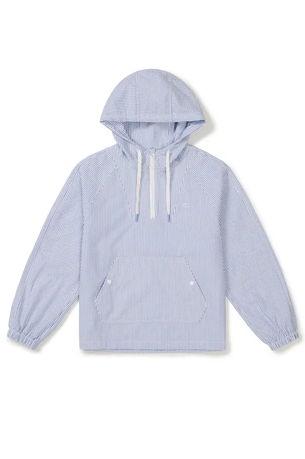 [26SS clove] Stripe Half-Zip Anorak (Blue)