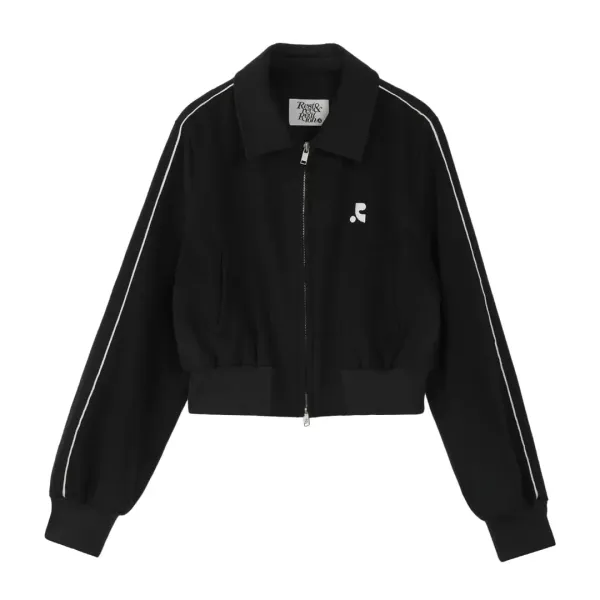 PIPING WOOL BOMBER JACKET - NAVY