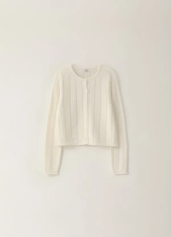 Paper Raglan Ribbed Cardigan - Ivory