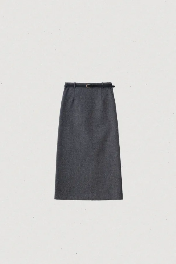42051_Belted straight skirt