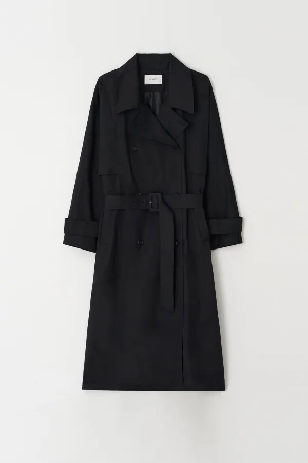 French double trench coat (Black)