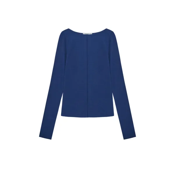 Round Semi Sheer Top - navy