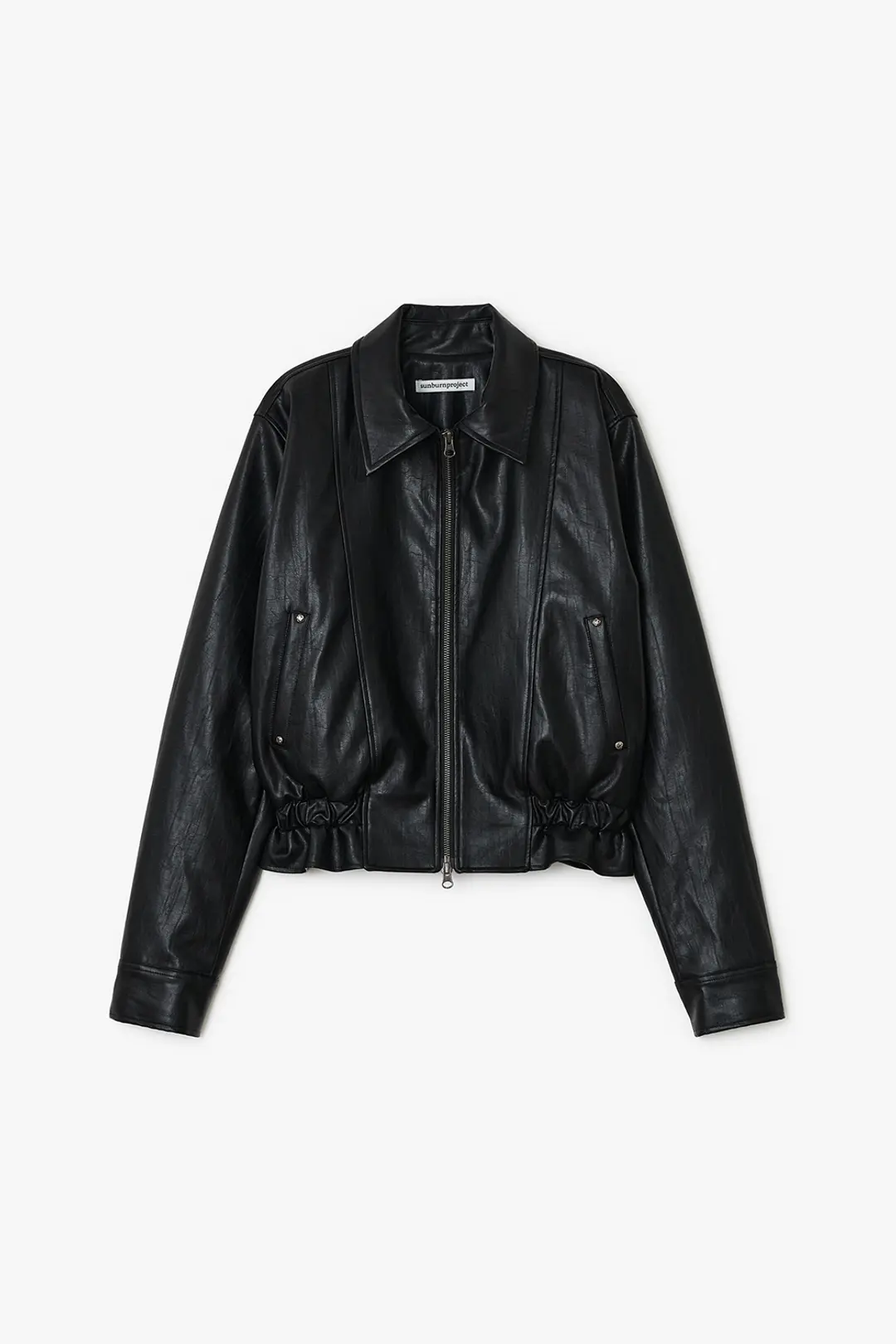 썬번프로젝트 FAUX LEATHER FRILL JUMPER, BLACK 상품 이미지 1