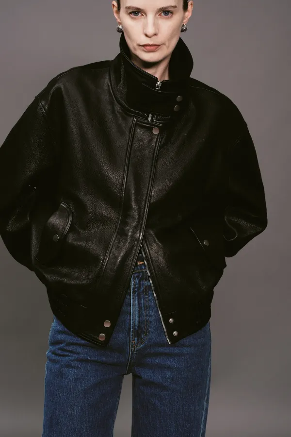 Milly High-neck Leather Jacket