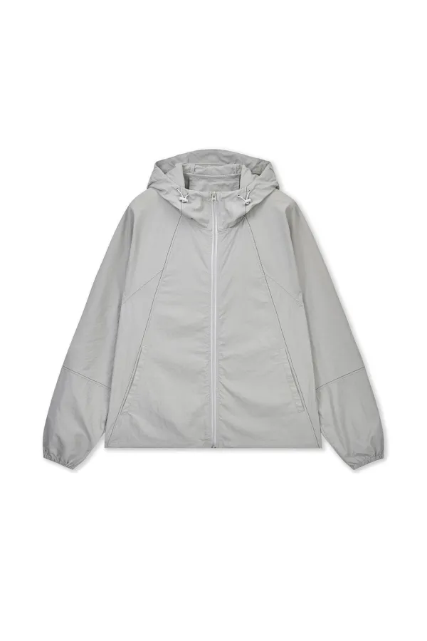 BACK LOGO HOODY WIND BREAKER IN LIGHT BEIGE