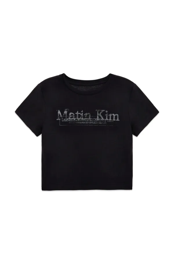 STAMP LOGO GRAPHIC CROP TOP IN BLACK