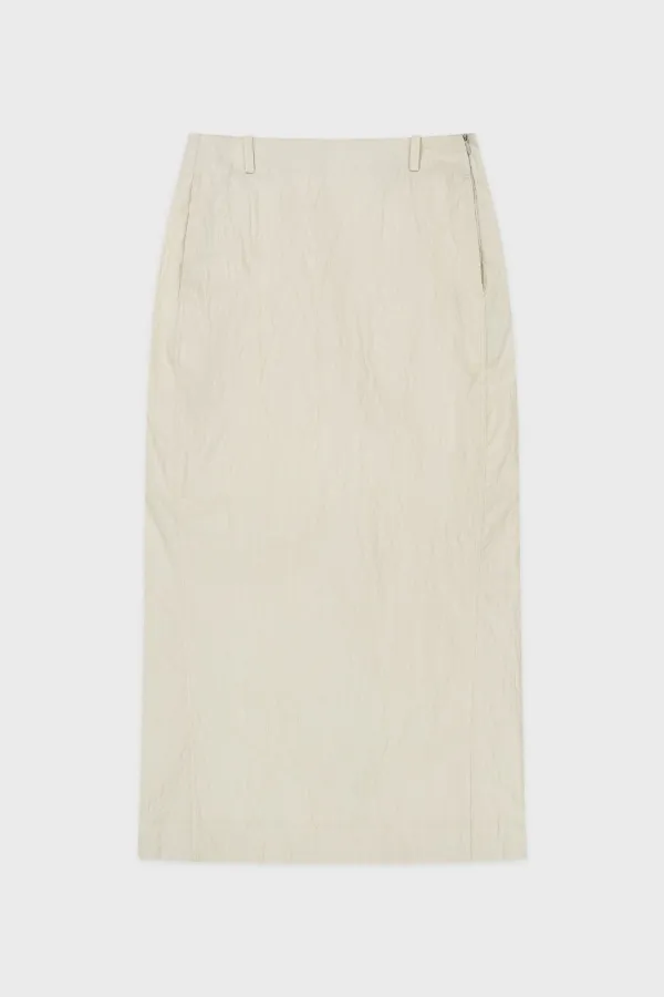 Wrinkle H-Line Skirt (Cream)