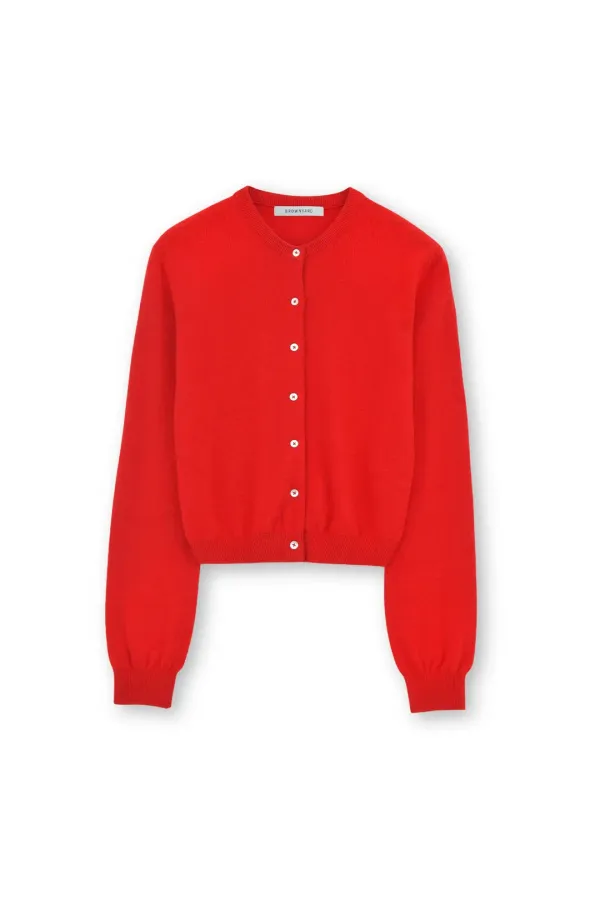 W Round Cardigan, Red