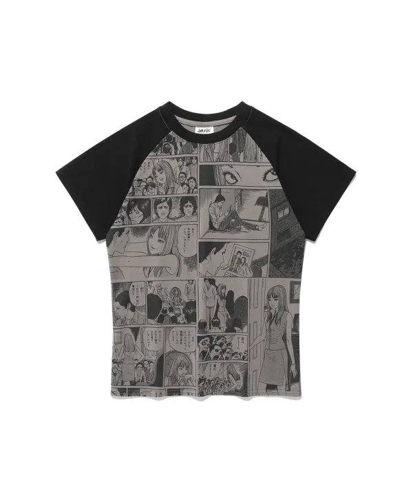 junji ito maniac cartoon raglan mini tee[grey]