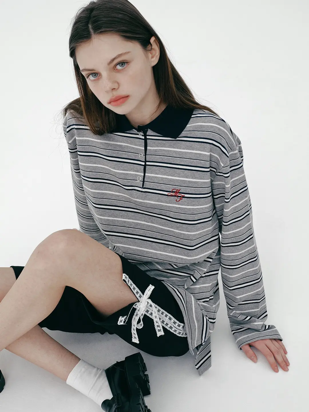 마가린핑거스 STRIPE PK SHIRT (GREY) 상품 이미지 2