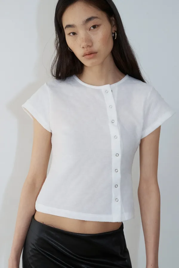 Snap Button Blouse_Ivory