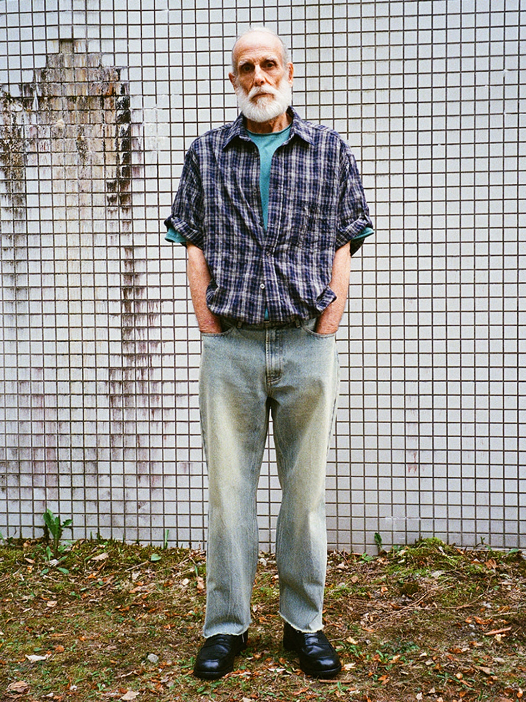 파르티멘토 Vintage Shadow Check Roll Up Half Shirts_Faded Navy 상품 이미지 2