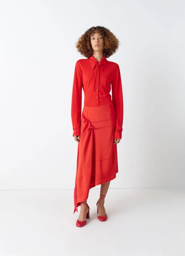 SKIRT WITH PLEATS IN SILK