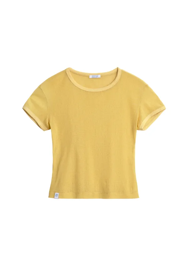 Cotton Mesh Slim Fit T-shirt_Yellow