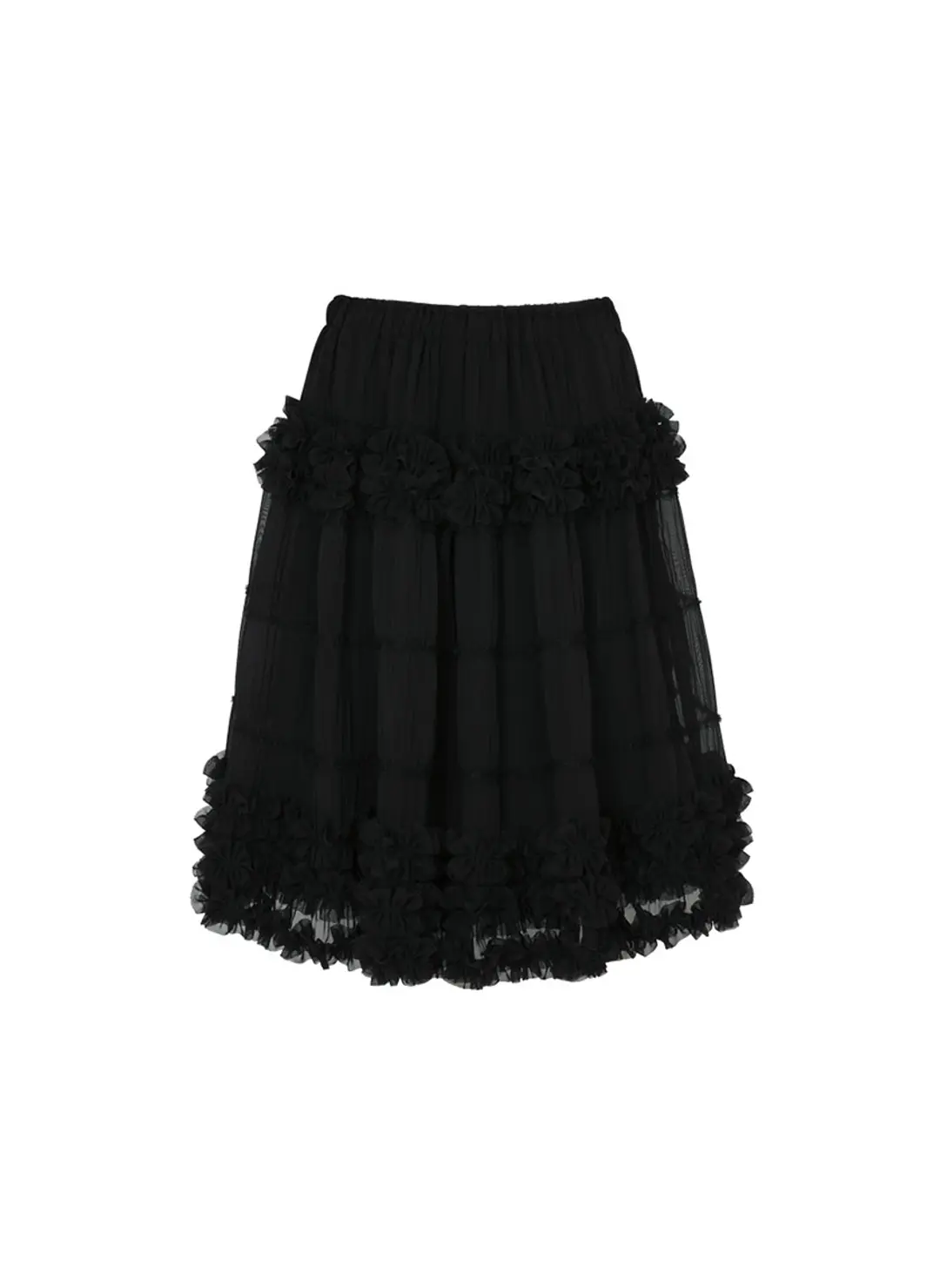 루루서울 Coy Cancan Frill Midi Skirt (Black) 상품 이미지 1