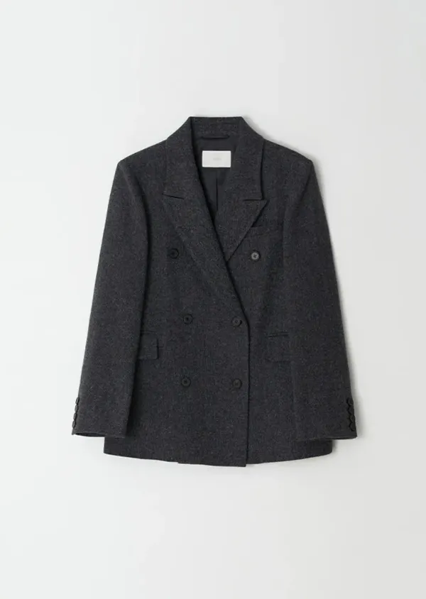 [40%] wool double classic jacket-charcoal
