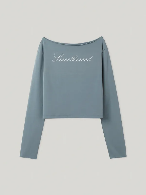 Lisz Off The Shoulder Long Sleeve Tee Grayish Blue (2nd)