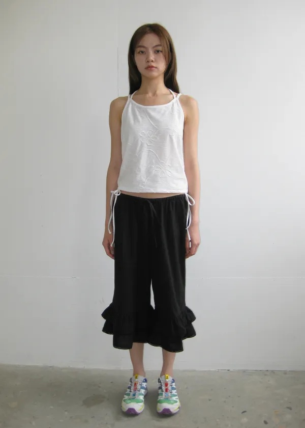 [5/29 예약배송]Lace Frill Capri Pants_Black