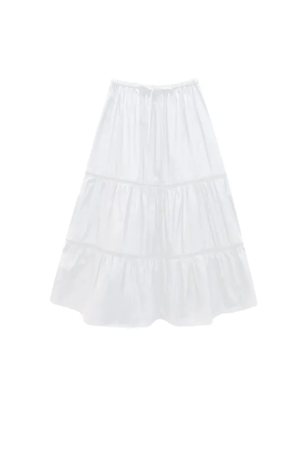 MUSE TIERED MIDI SKIRT / WHITE