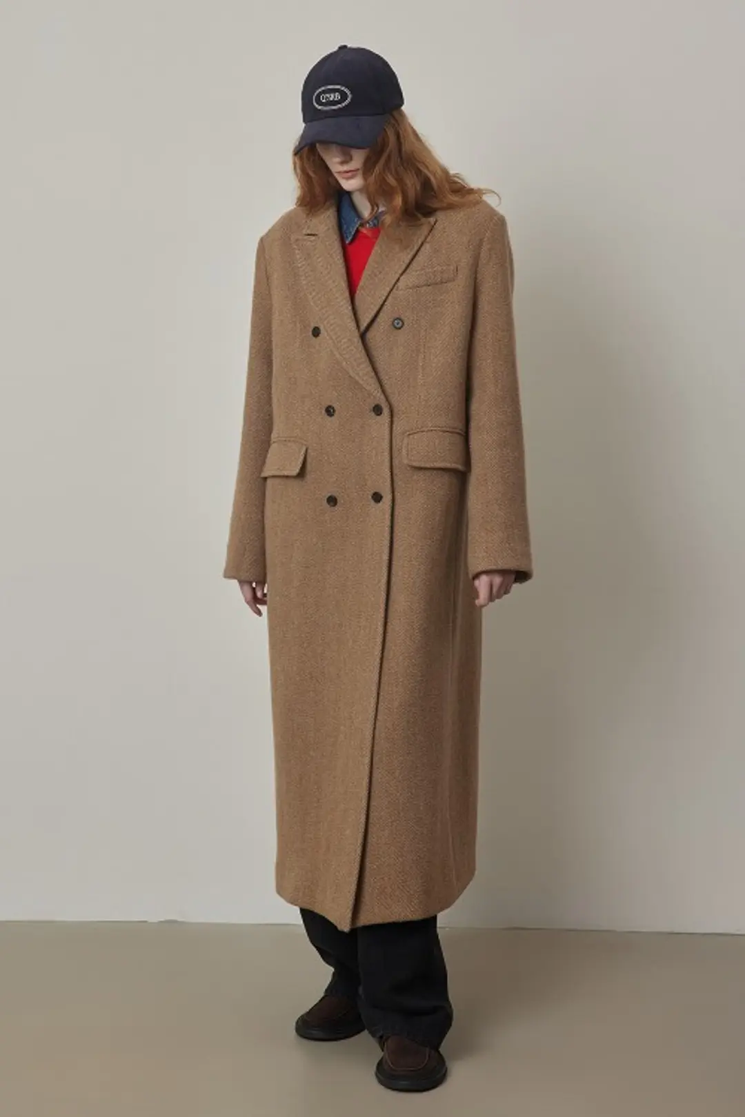 퀸스래빗 Wool Classic Herringbone Long Double-breast Coat 상품 이미지 2