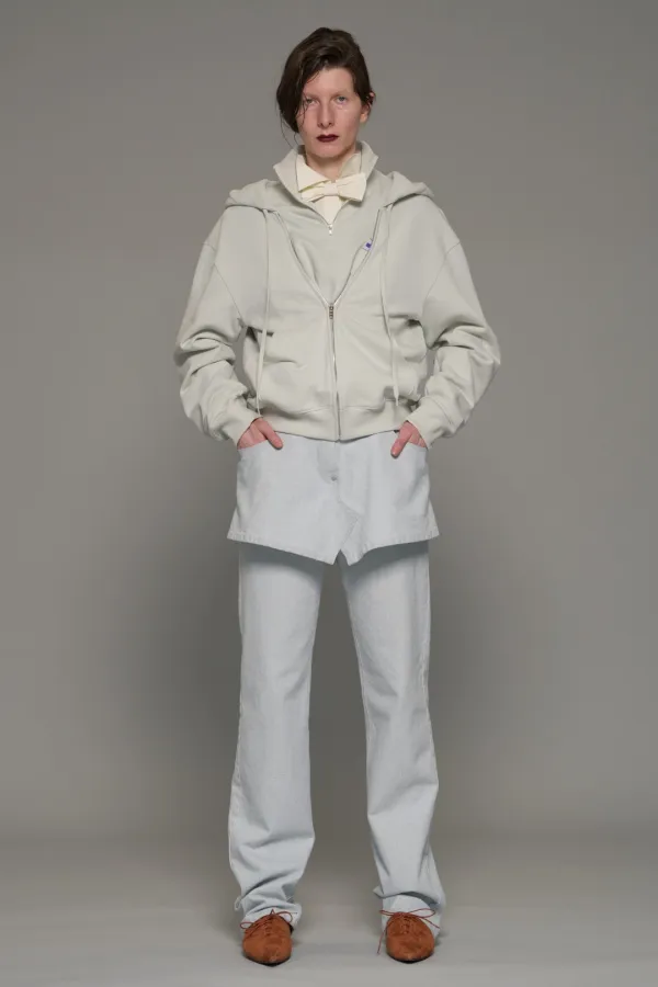 FW26 LIGHT GREEN LAYERED HALF-ZIP HOODIE