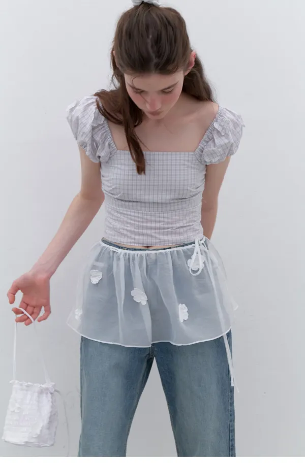 (6th Re-stock) Applique Layering Skirt (White)