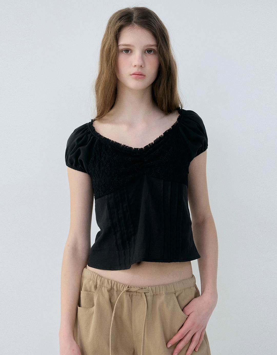 러브어스유 Floral Lace Blouse (Black) 상품 이미지 2