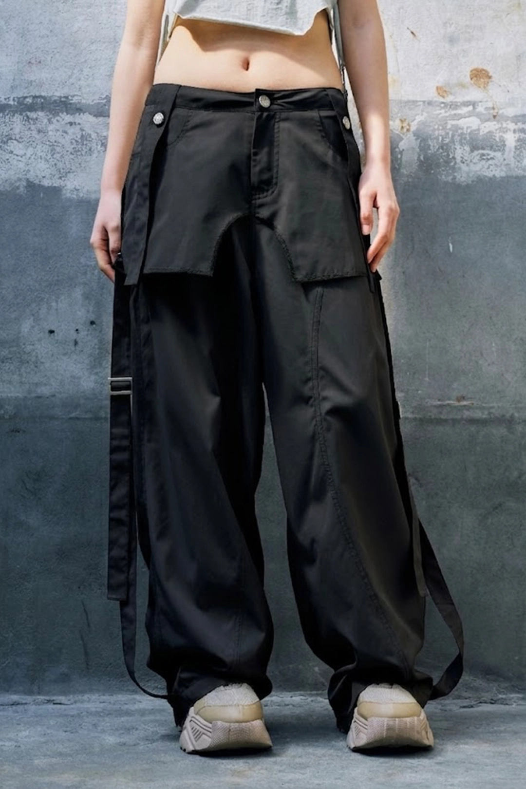 와이이이엘 SKIRT LAYERED WIDE PANTS BLACK 상품 이미지 2