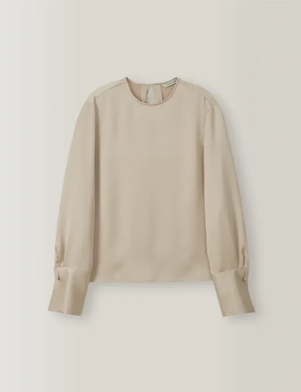 Helen Round Cuffs Blouse (Beige)