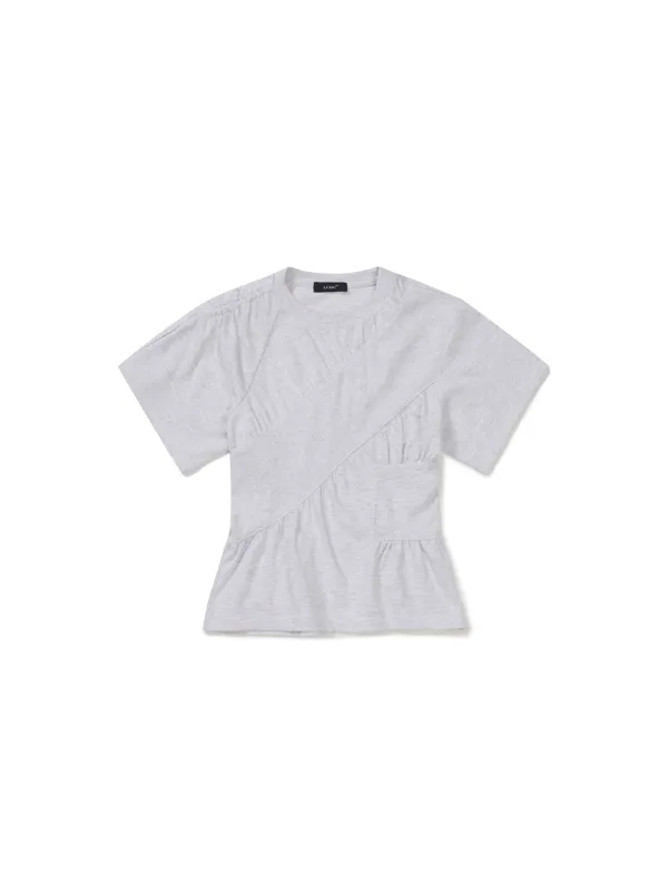 SHIRRING T-SHIRT (LIGHT GREY)