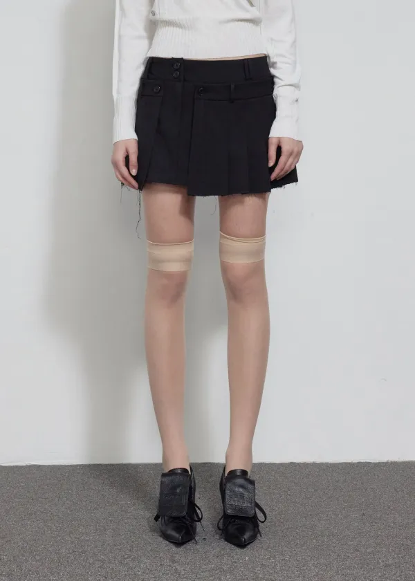 [2ND] LAYERED WRAP MINI SKIRT, BLACK