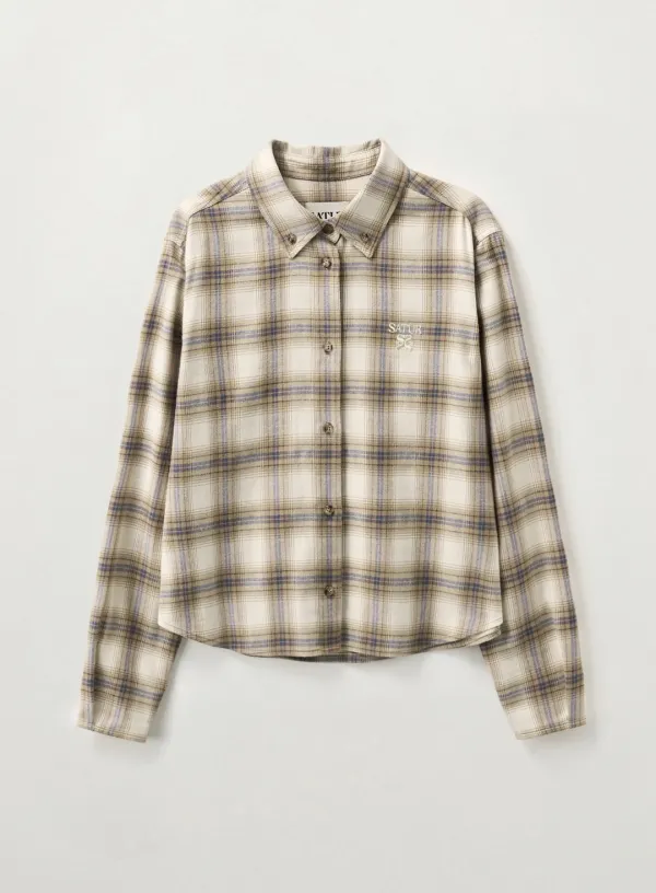 (W) Classic Flannel Check Shirt - Beige