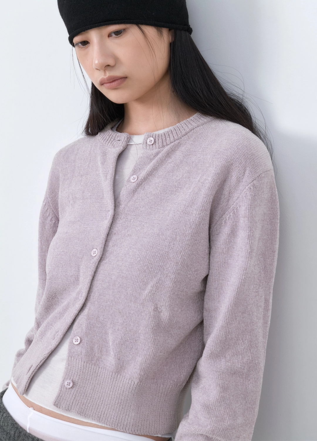아뜰리에 나인 (CD-2287)AN VELVET ROUND NECK KNIT CARDIGAN 상품 이미지 2