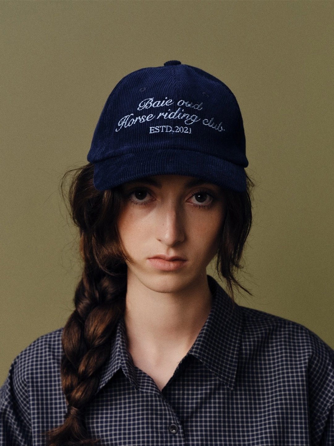 베이오드 Corduroy horse riding club ball cap_navy 상품 이미지 1