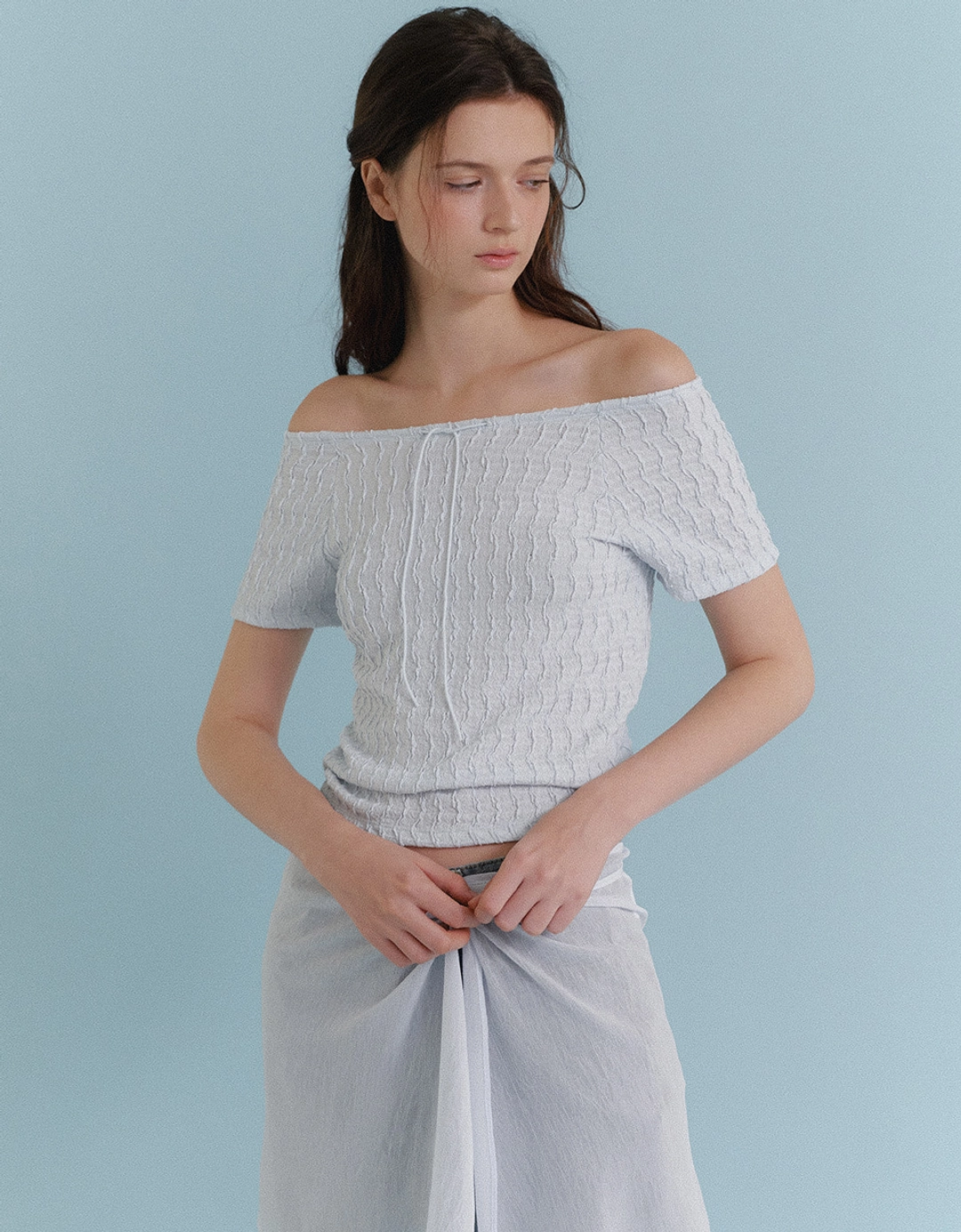 러브어스유 Wave String Blouse (Mood Blue) 상품 이미지 2