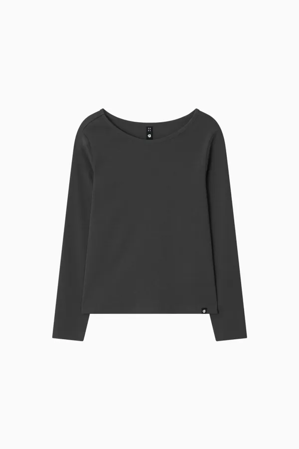 BASIC SLIM LONG SLEEVE, CHARCOAL