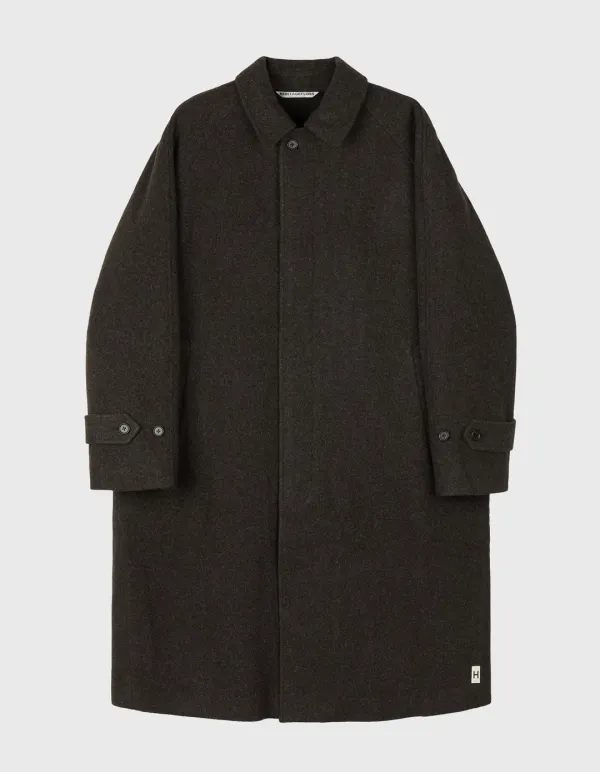 WOOL SINGLE BALMACAAN COAT / Brown