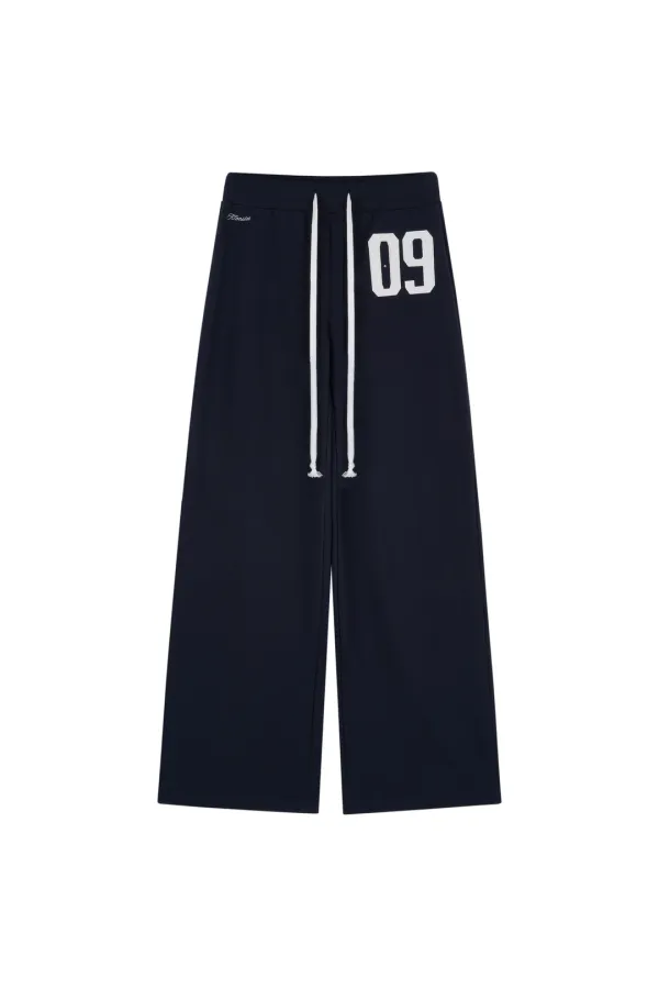 09 Numbering straight pants, Navy