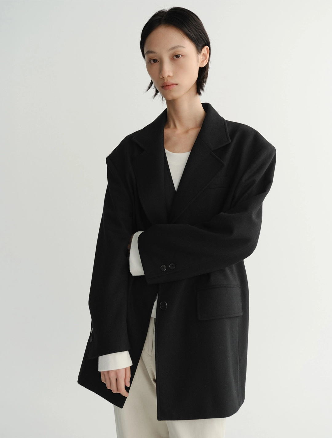 이아 Oversized Wool Jacket (Black) 상품 이미지 1
