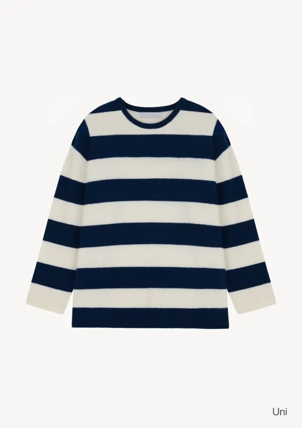 Emil Cashmere Lounge Knit in Navy Stripe
