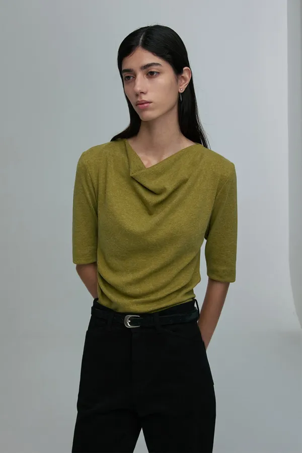 COWL-NECK HALF-SLEEVE TOP AVOCADO