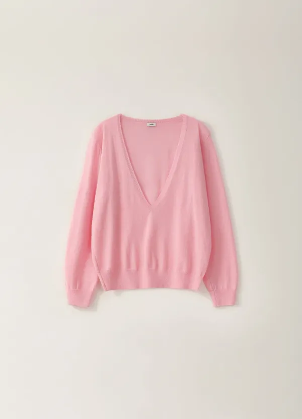 [Limited] Kid Deep V-neck Knit - Pink