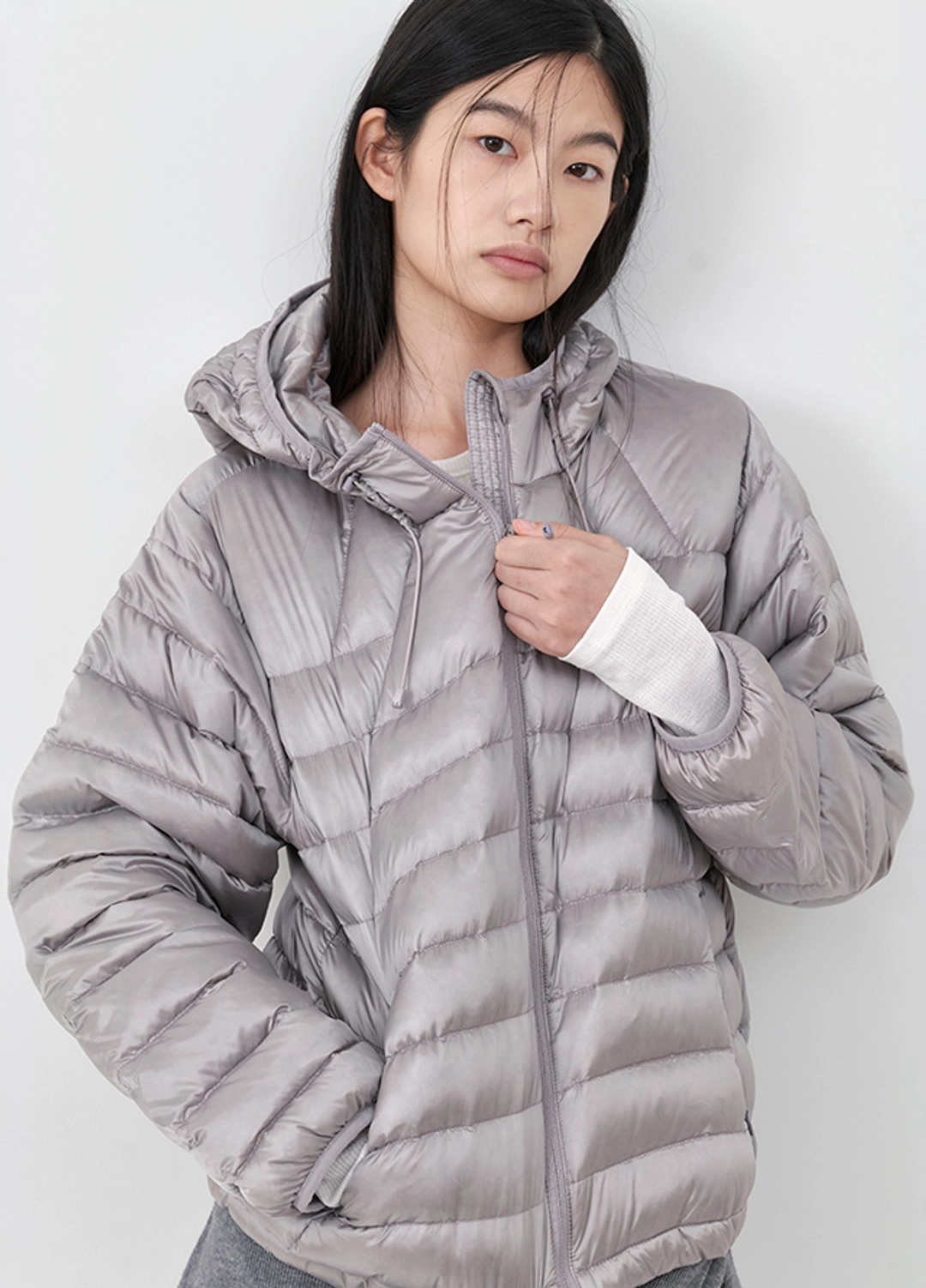 아뜰리에 나인 (JP-619)LIGHTWEIGHT GLOSSY HOODY DUCK DOWN 상품 이미지 2