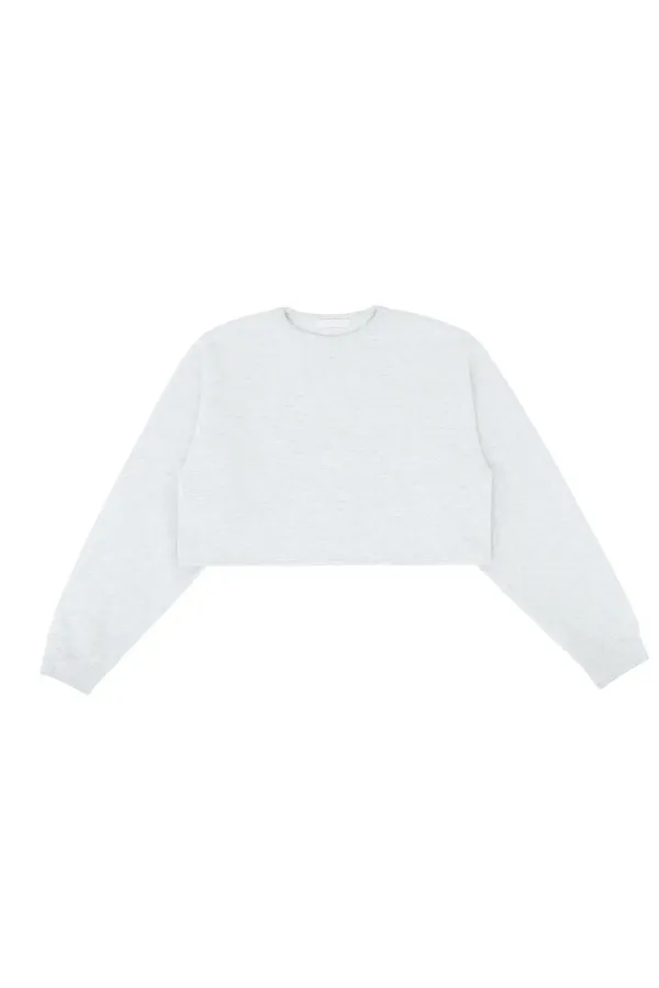 [기모 원단] ee Logo Cropped Sweatshirt (snow grey)