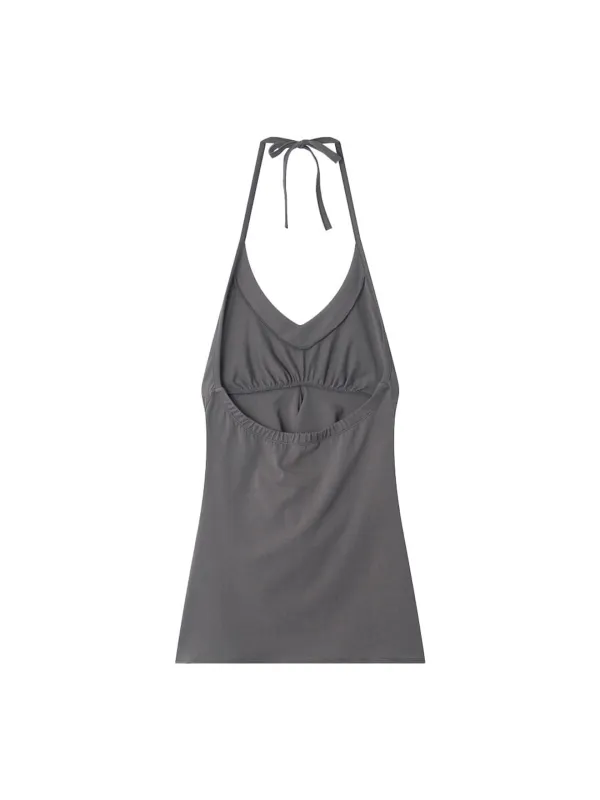 QUINCE HALTER TOP SLATE GRAY
