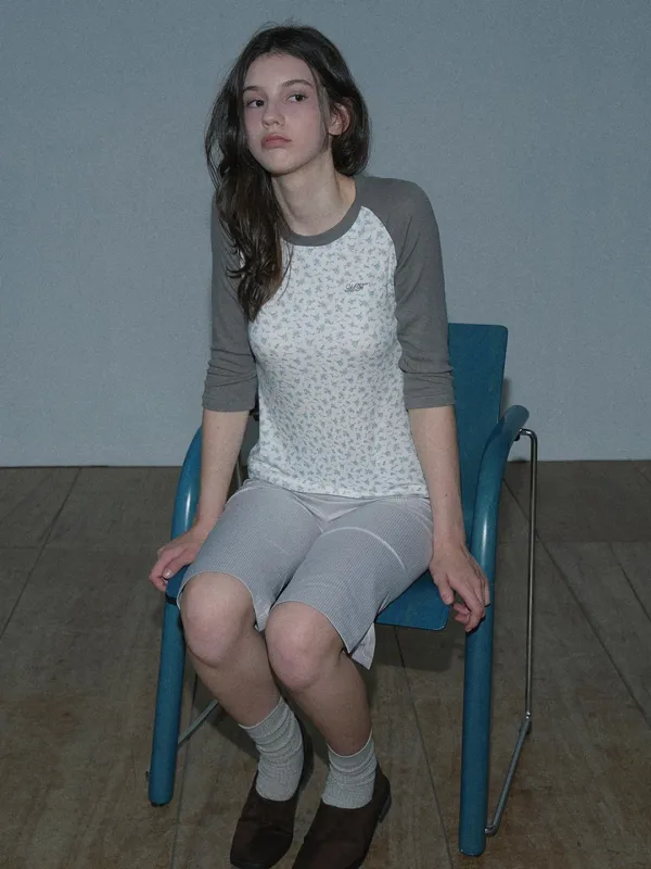 FLORAL RAGLAN T-SHIRT (KHAKI BEIGE)