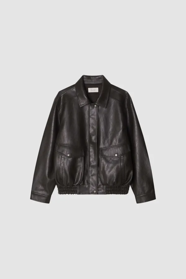 [5th 예약배송/9월 21일] Signature Vegan Leather Jacket_Walnut brown
