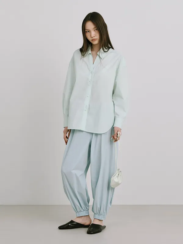 Shirred Moon Jar Pants_Light Blue